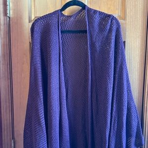 Women's Purple Open-Knit Sweater